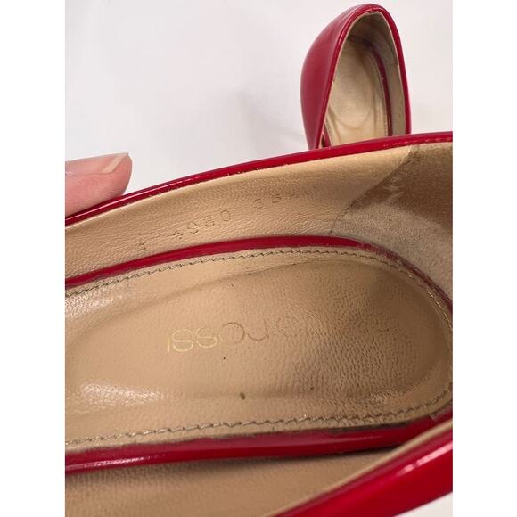 SERGIO ROSSI RED Leather 4 Inch Heel Shoes Size 5 (EU 35.5) - Picture 9 of 10